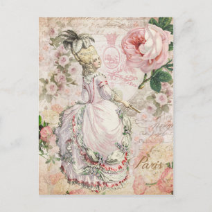Postale Marie Antoinette, Paris, shabby, rose, rose, Carte