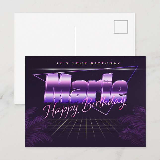 Postale Marie Nom Prénom Date de naissance de la carte pos (Devant / Derrière)