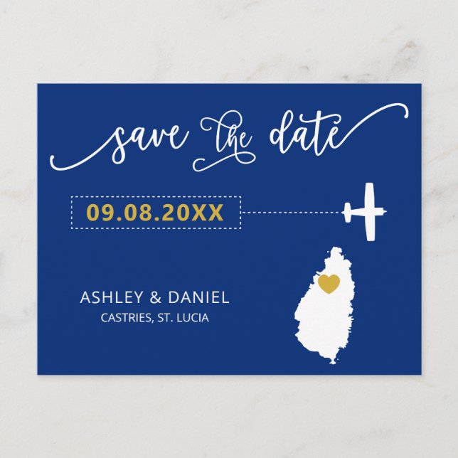 Postale Marine St. Lucia Mariage Enregistrer la date Carte (Devant)