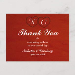Postale Marsala Crimson Hearts Carte de remerciements