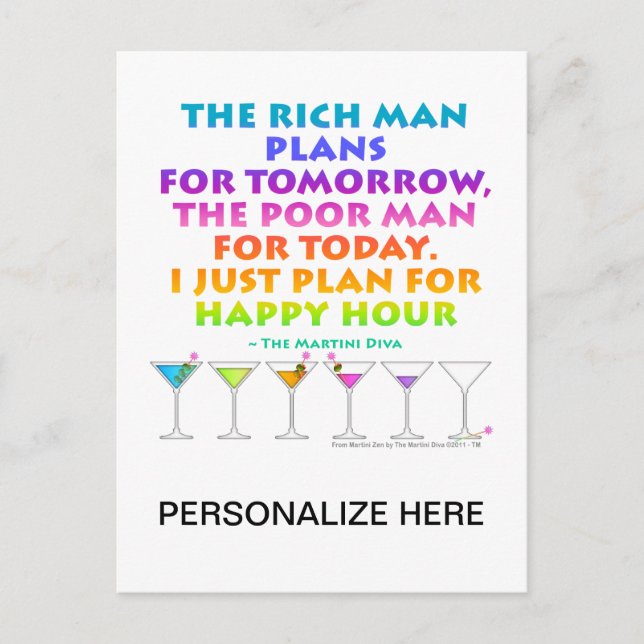 Postale MARTINI ZEN - Plan pour l'heureuse heure  Carte po (Devant)