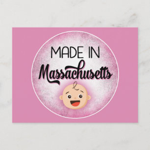 Postale Massachusetts Baby Funny Pink Nouvelle Fille Carte