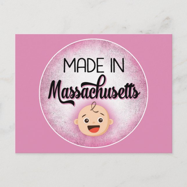 Postale Massachusetts Baby Funny Pink Nouvelle Fille Carte (Devant)