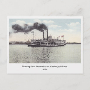 Postale Matin Star Steamship sur Mississippi vieille carte