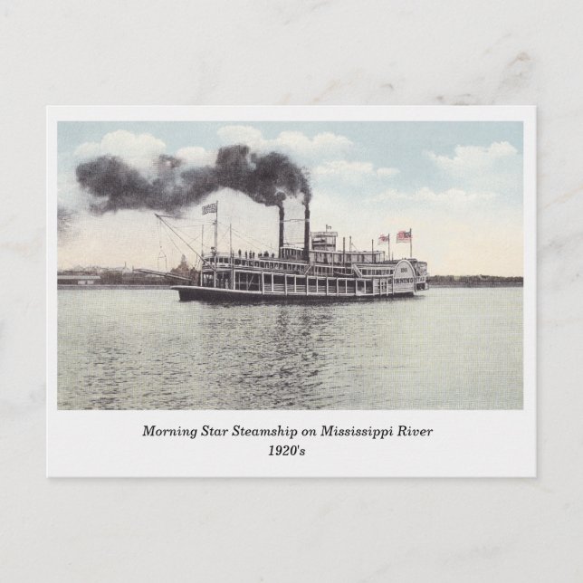 Postale Matin Star Steamship sur Mississippi vieille carte (Devant)