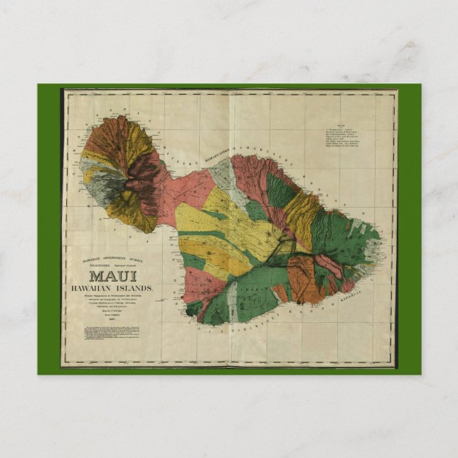 Postale Maui, 1885, Carte Vintage Hawaii (Devant)