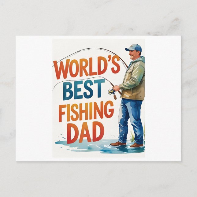 Postale Meilleure carte d'aquarelle papa de pêche au monde (Devant)