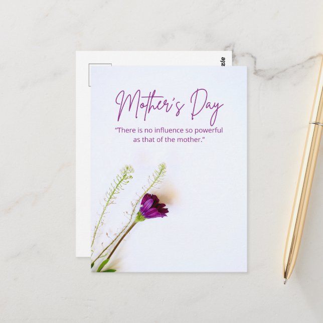 Postale Meilleure Maman Carte de Fête des Mères Florale (Devant/Arrière en situation)