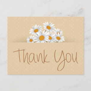 Postale Merci blanc marguerite florale point rose Carte po