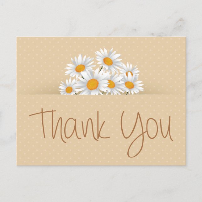 Postale Merci blanc marguerite florale point rose Carte po (Devant)
