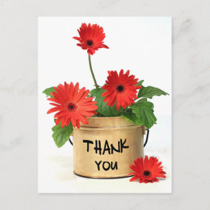 Postale Merci Floral Rouge Gerbera Fleur marguerite Carte