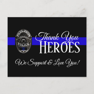 POSTALE MERCI HÉROS EN BLEU SOUTENEZ LA POLICE CARTE POSTA