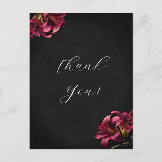 Postale Merci Mariage Gothique Lily Floral Pour Carte (Devant)