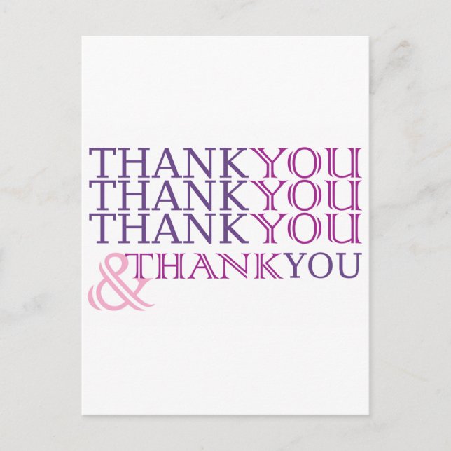 Postale Merci merci carte de remerciements en violet texte (Devant)
