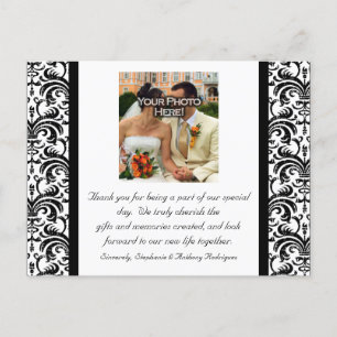 Postale Merci noir/blanc couleur Mariage photo carte posta