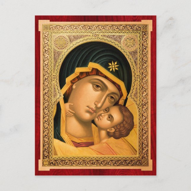 Postale Mère de Dieu Glykophilousa - Carte d'icône (Devant)