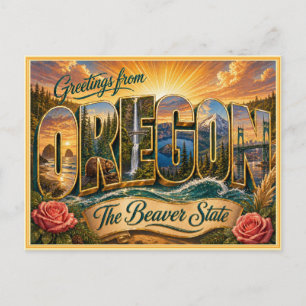 Postale Message vintage de l'Oregon issu d'une carte posta