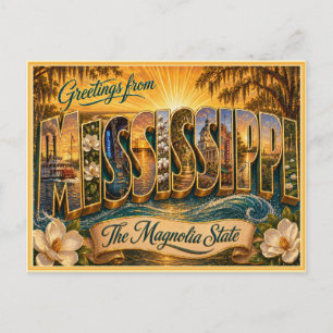 Postale Message vintage du Mississippi issu d'une carte po