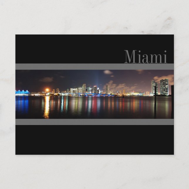 Postale Miami Skyline à Night Panorama Photo - Carte posta (Devant)