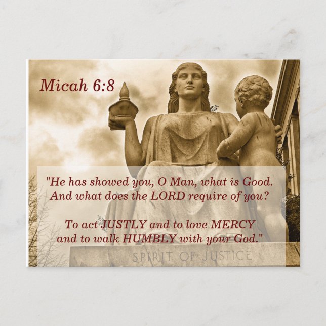 Postale Micée 6:8 Carte de mémorisation de verset biblique (Devant)