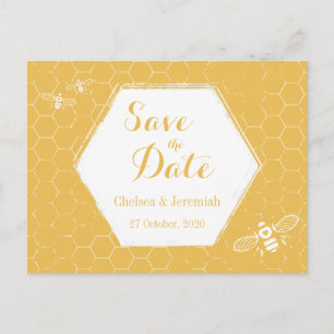 Postale Miel Bee Jaune Motif Enregistrer la date Carte pos
