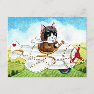 Postale Mignonne chat avion Voyage Bon Voyage carte postal