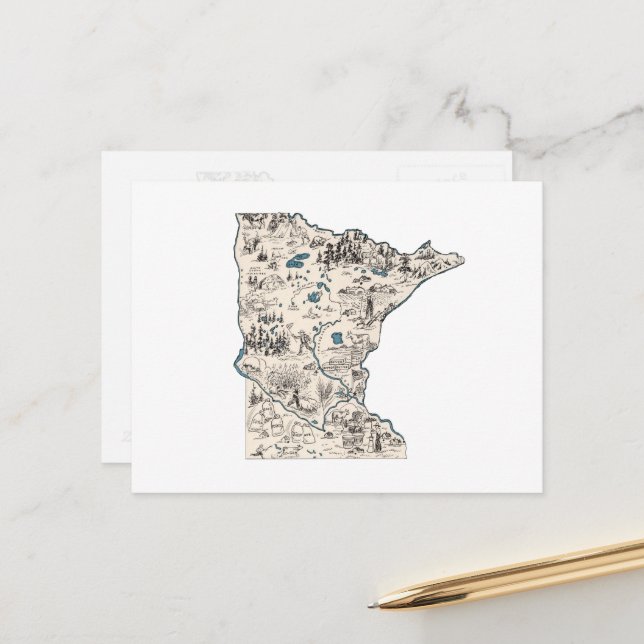 Postale Minnesota Carte d'image Vintage Antique Graphique  (Devant/Arrière en situation)