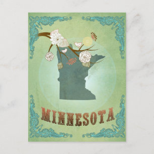 Postale Minnesota Carte Vintage de l'État - Vert