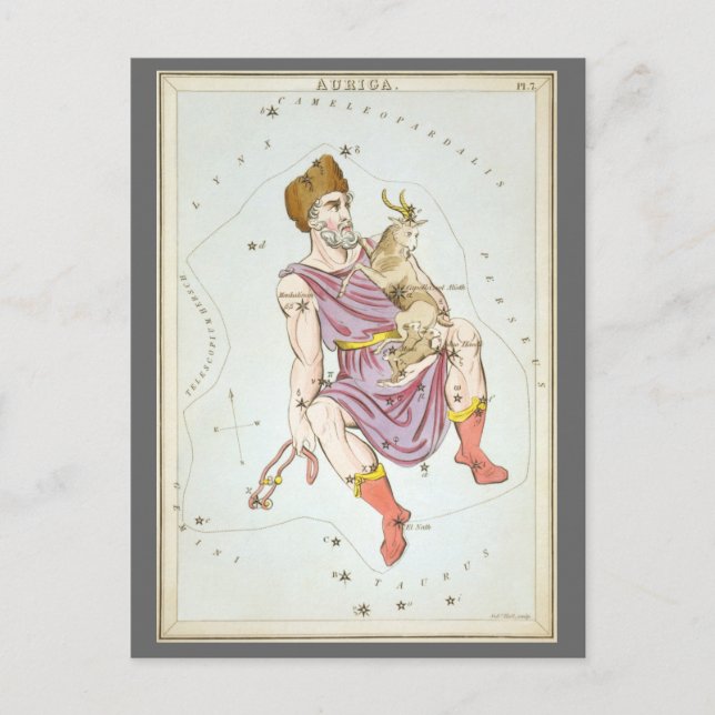 Postale Miroir d'Urania, Carte céleste d'astronomie vintag (Devant)