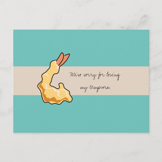 Postale "Miso Désolé de perdre ma Tempura" Carte d'excuses (Devant)