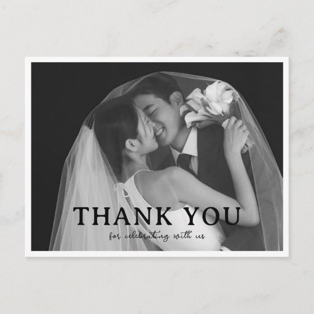 Postale Modèle de carte de remerciement de mariage minimal (Devant)