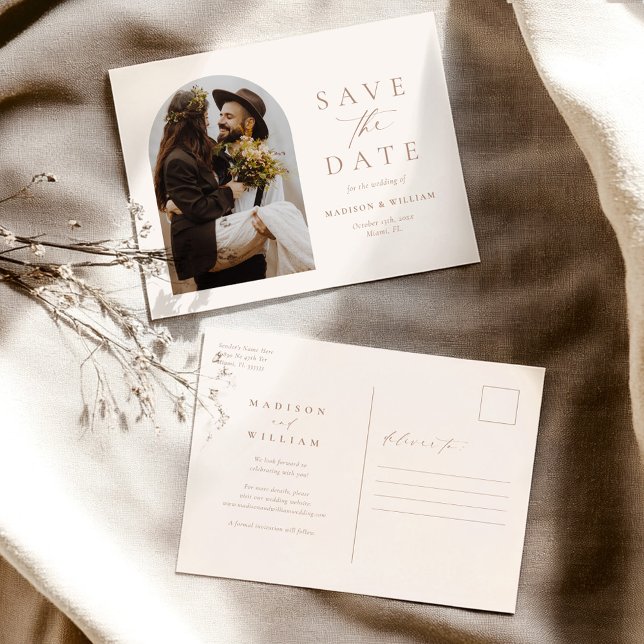 Postale Moderne carte de sauvegarde de date en ivoire avec (Créateur téléchargé)