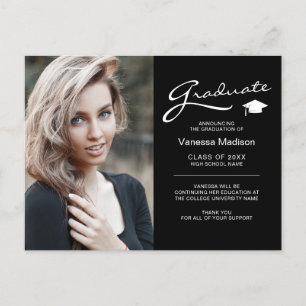 Postale Moderne Élégant Script Carte de Remise de Diplômes