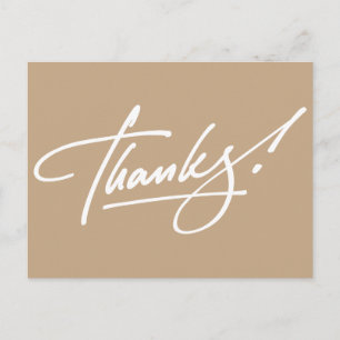 Postale Moderne Script Almond Carte de remerciements Brown