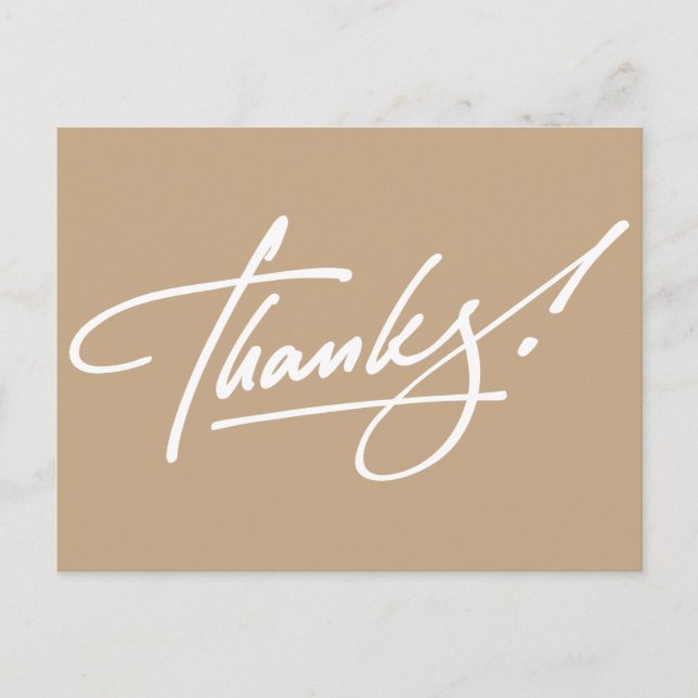 Postale Moderne Script Almond Carte de remerciements Brown (Devant)