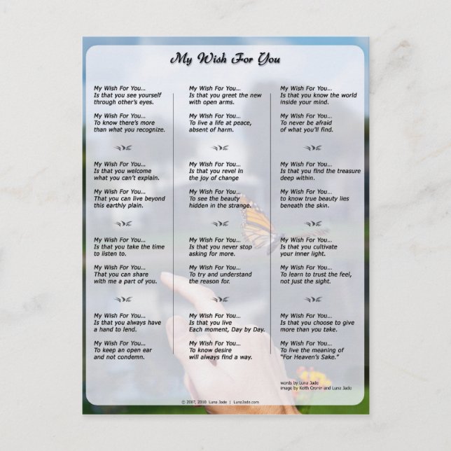 Postale Mon souhait pour vous (nouvelle version) Carte pos (Devant)