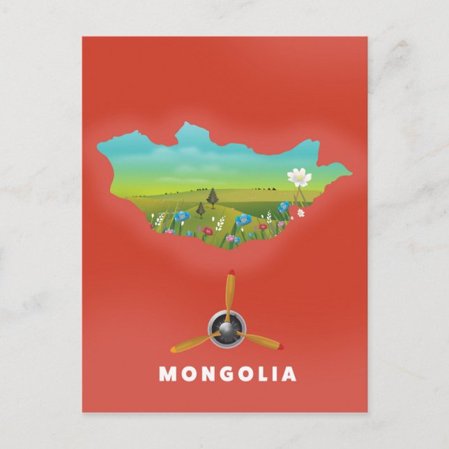 Postale Mongolie Carte illustrée affiche touristique. (Devant)
