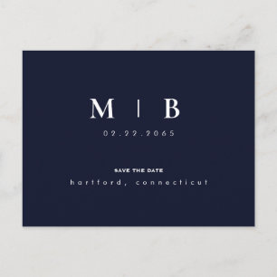 Postale Monogramme simple et élégant, carte 'Save the Date