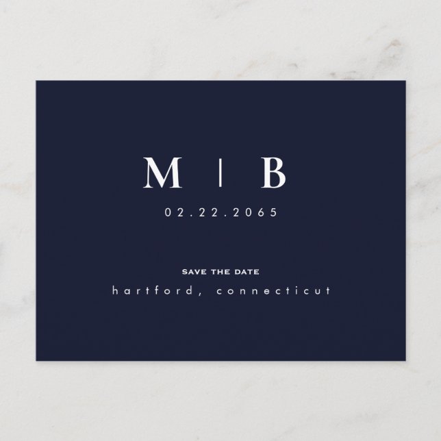 Postale Monogramme simple et élégant, carte 'Save the Date (Devant)