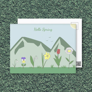 Postale Montagnes et fleurs de printemps Paysage Carte pos
