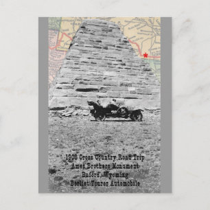 Postale Monument Ames Bros avec carte 1908 road trip