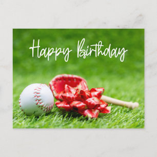Postale Mot d'anniversaire de baseball en vert pour Carte 
