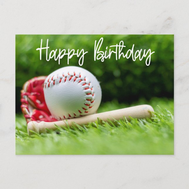 Postale Mot d'anniversaire de baseball en vert pour Carte  (Devant)