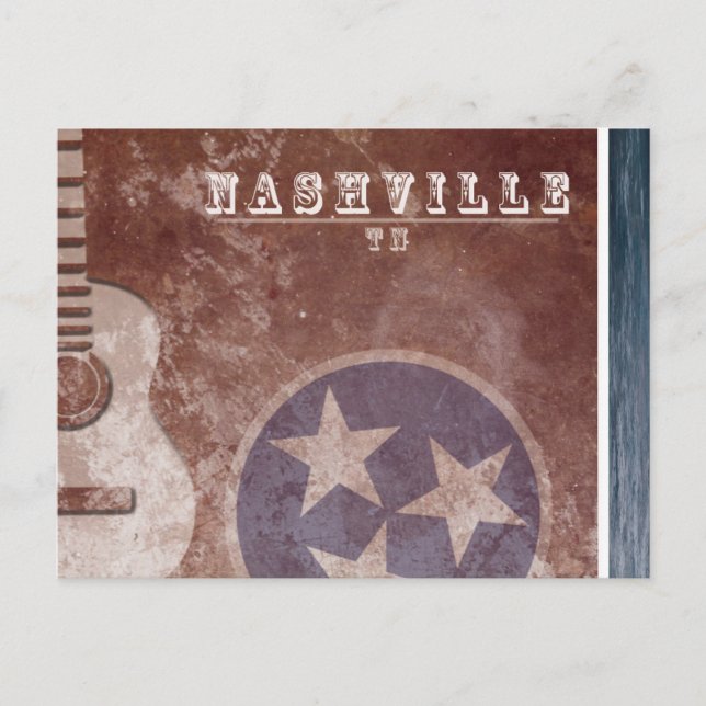 Postale Nashville, TN Vintage Drapeau guitare Carte postal (Devant)