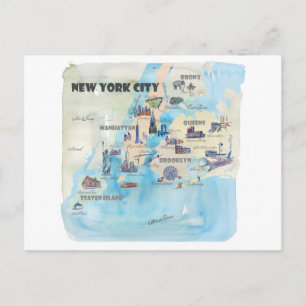 Postale New York City Manhattan Carte Vintage du poster