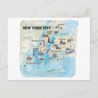 Postale New York City Manhattan Carte Vintage du poster