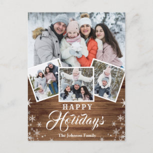 Postale Noël Bois Rustique 4 PHOTO Carte de Vœux Fêtes