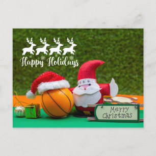 Postale Noël de basket-ball avec carte du Père Noël