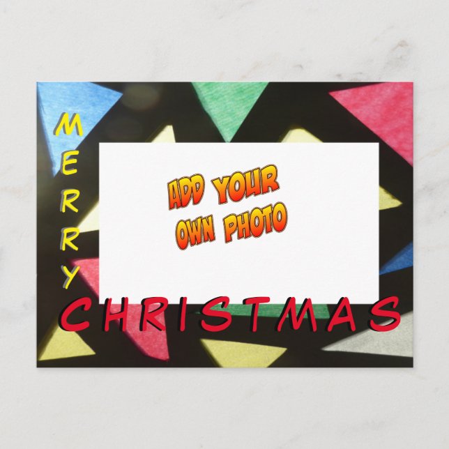 Postale Noël en verre teint AJOUTER VOTRE PHOTO Carte post (Devant)