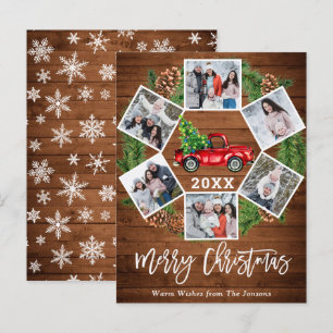 Postale Noël Rétro Camion de ferme rouge 6 Carte photo